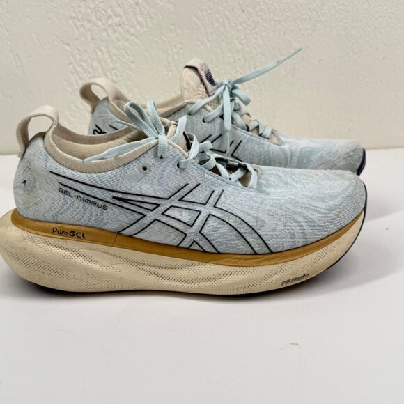 Asics Womens Gel Nimbus 25 Running Shoes Light Blue Mesh Performance Wear Size 8 - Picture 2 of 16